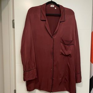 Aritzia Wilfred Murol Pyjama-Style Satin Blouse